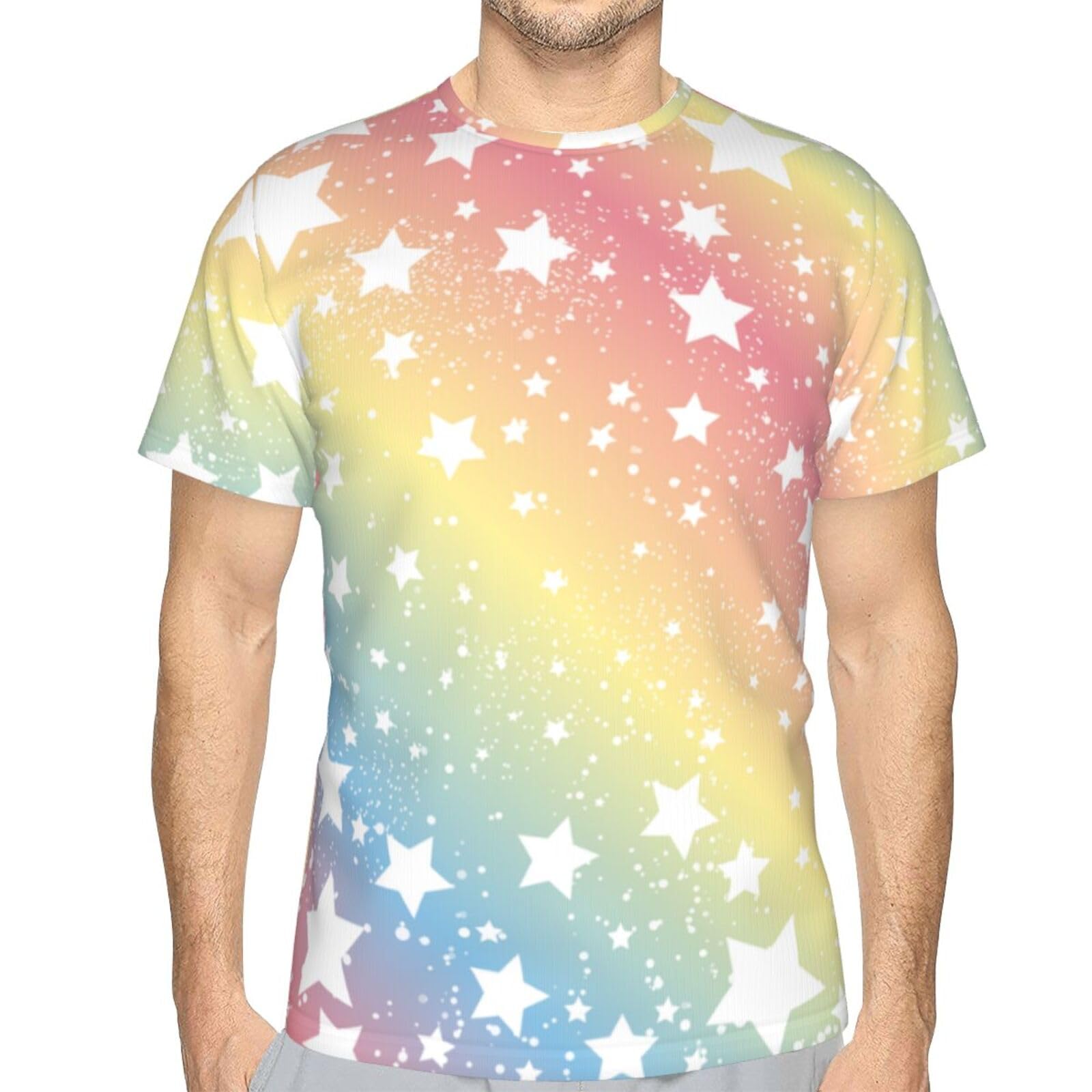 Amazon.co.jp: Tシャツ メンズ 星柄 虹色 レインボー 半袖 トップス 春